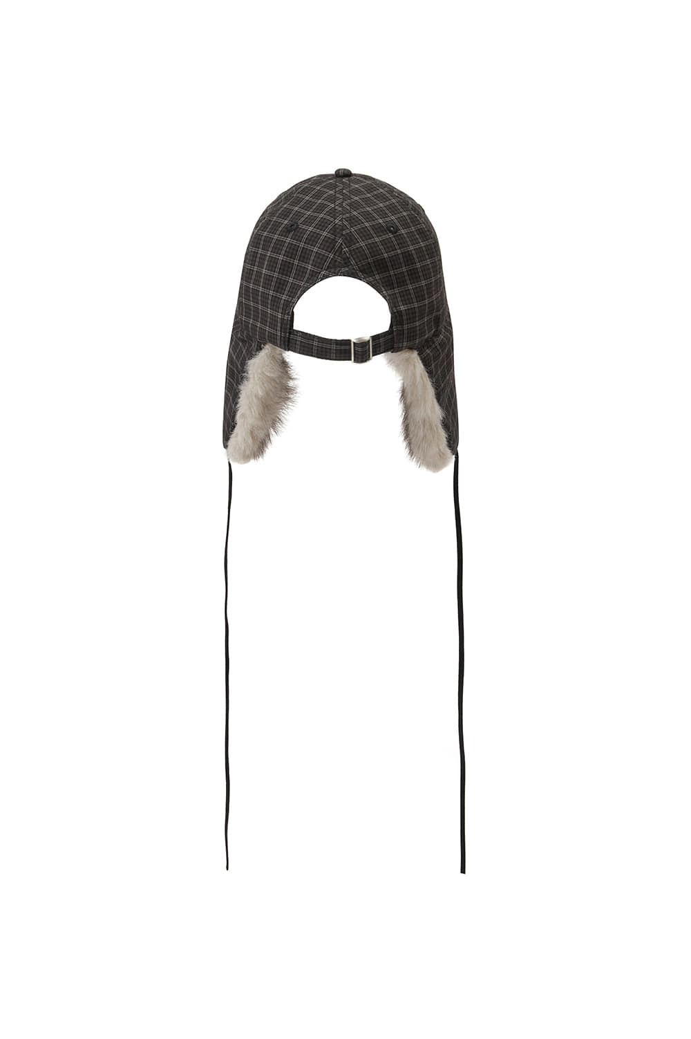 Fluffy Earflap Cap Checked Green