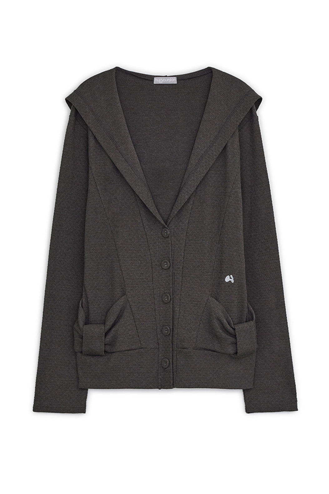 Hooded ribbon cardigan (Charcoal)