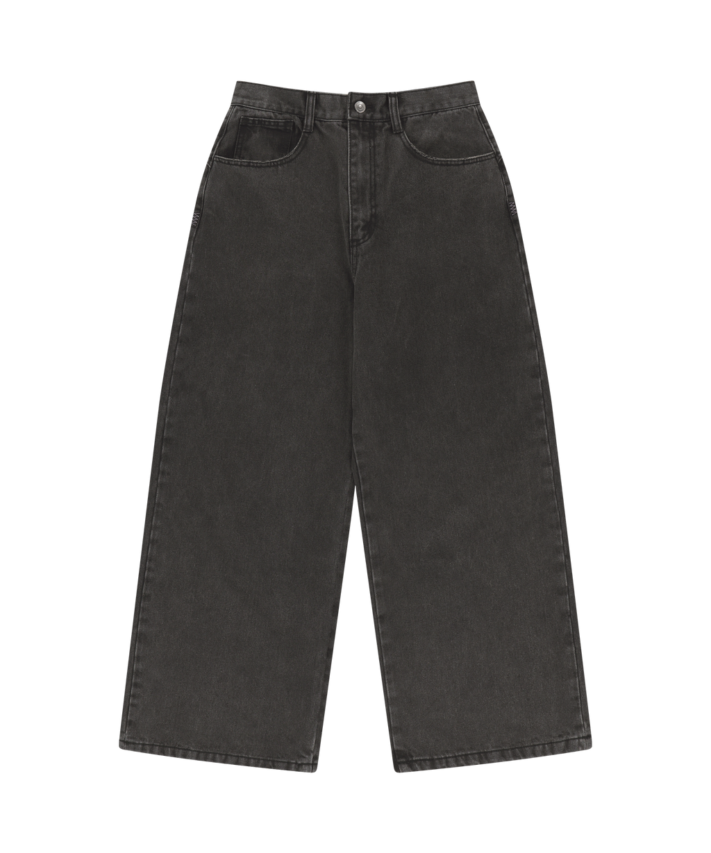 W STITCH DENIM PANTS BLACK