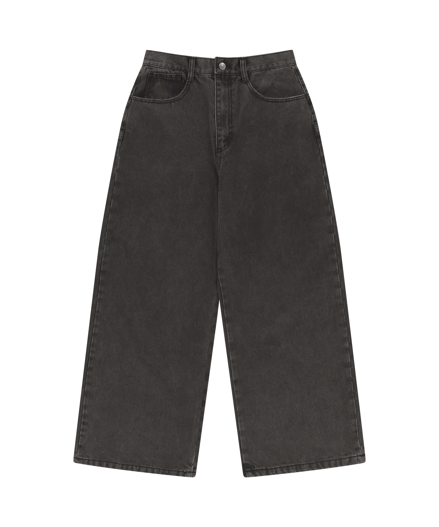 W STITCH DENIM PANTS BLACK