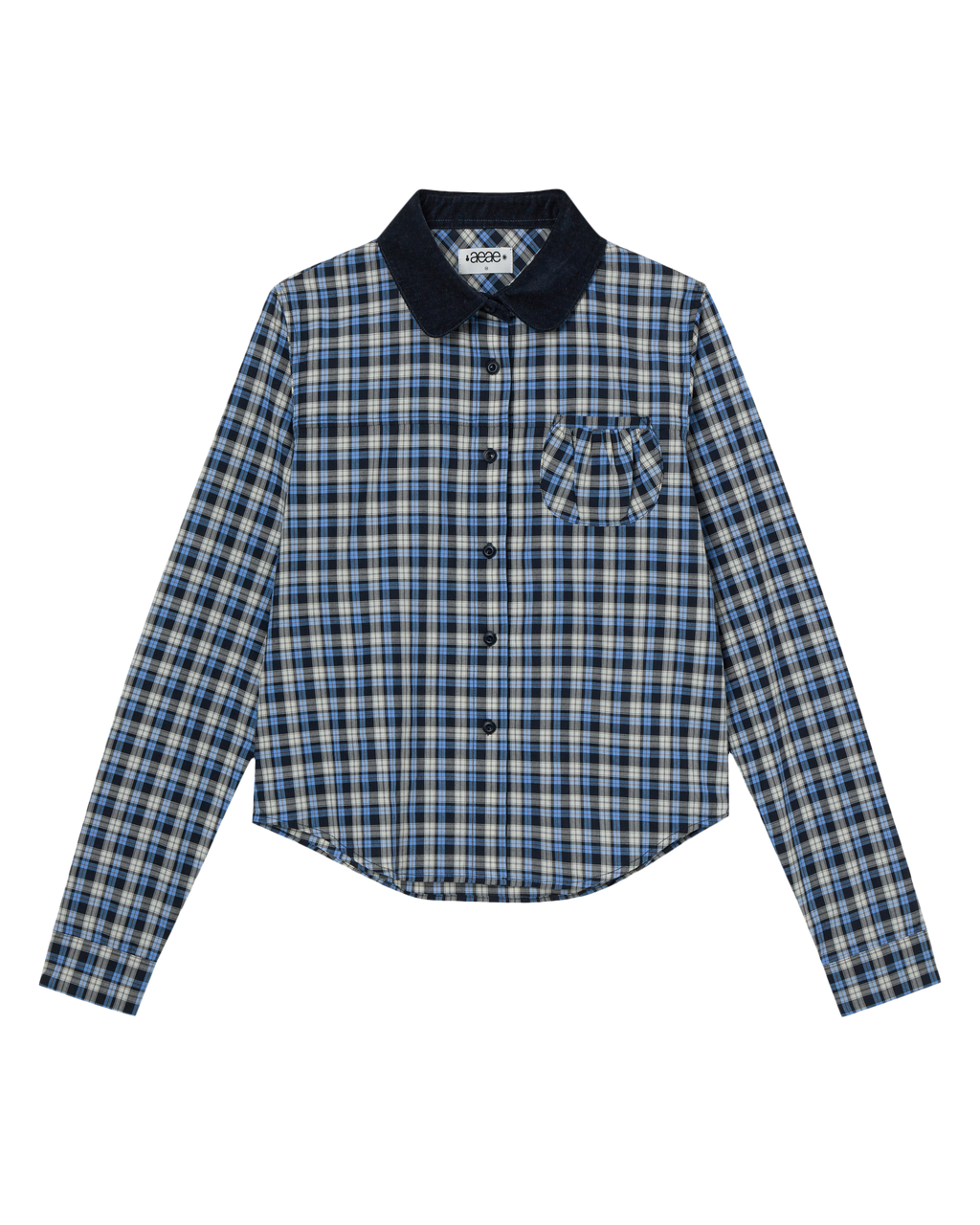 ROUND POCKET CHECK SHIRTS BLUE