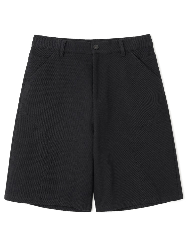 Twill Curved Pants Black