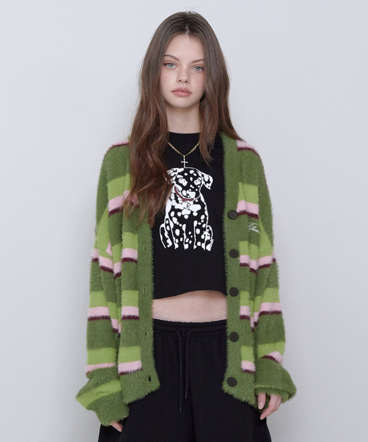 MULTI STRIPE CARDIGAN LIME