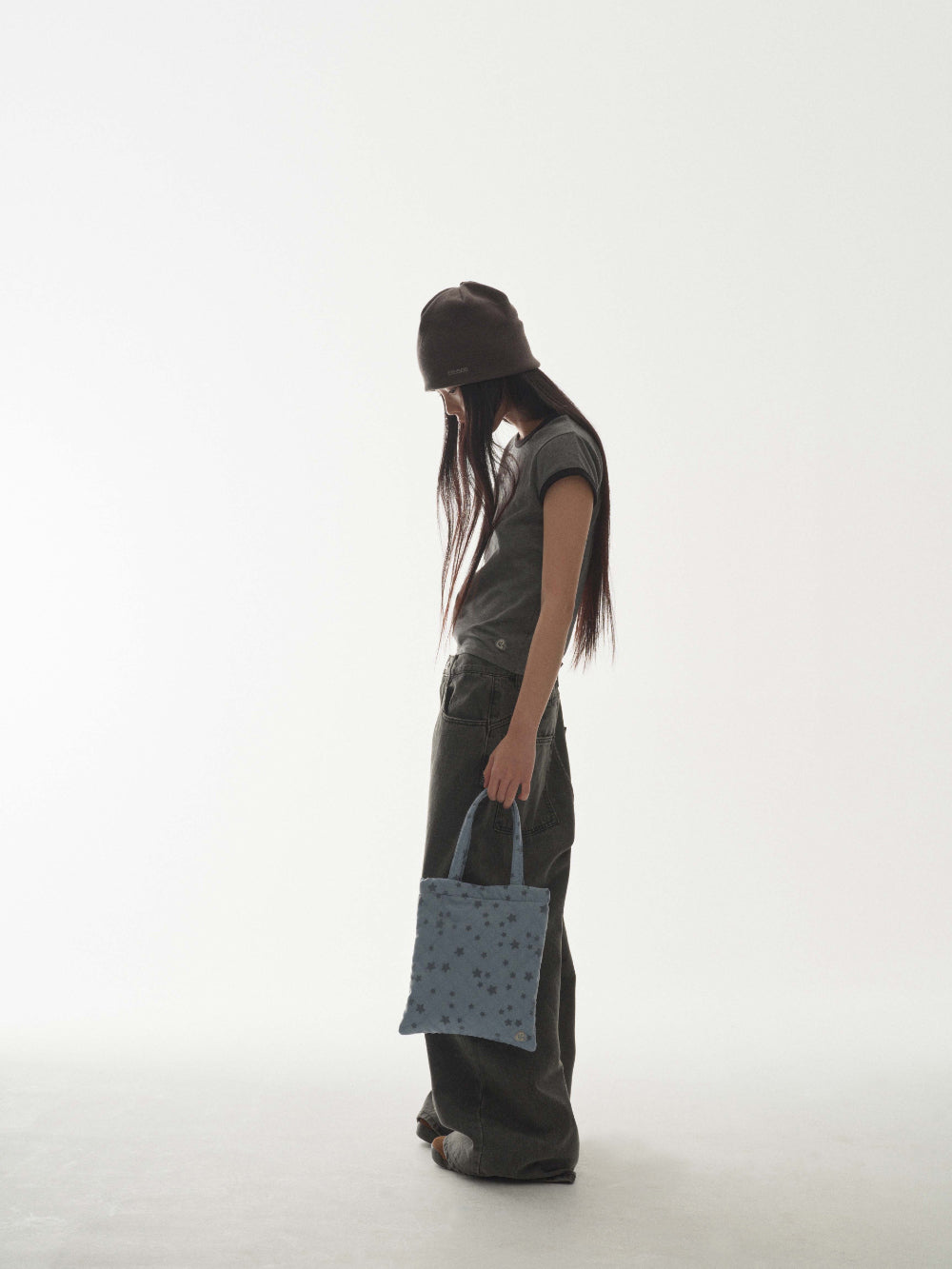 W STITCH DENIM PANTS BLACK