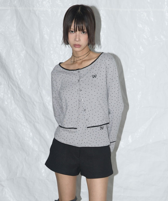 LACE STAR BASIC CARDIGAN (GRAY)
