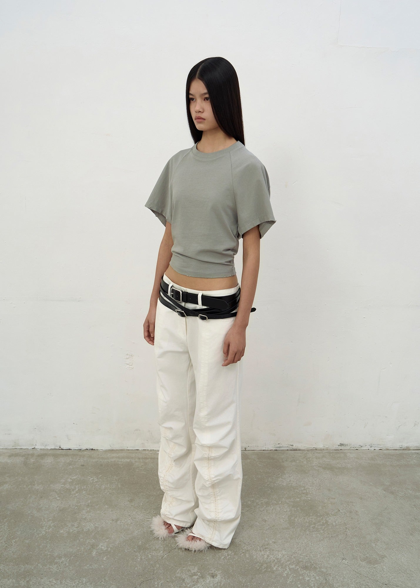 WASHED RAGLAN T-SHIRT (LIGHT GREY)