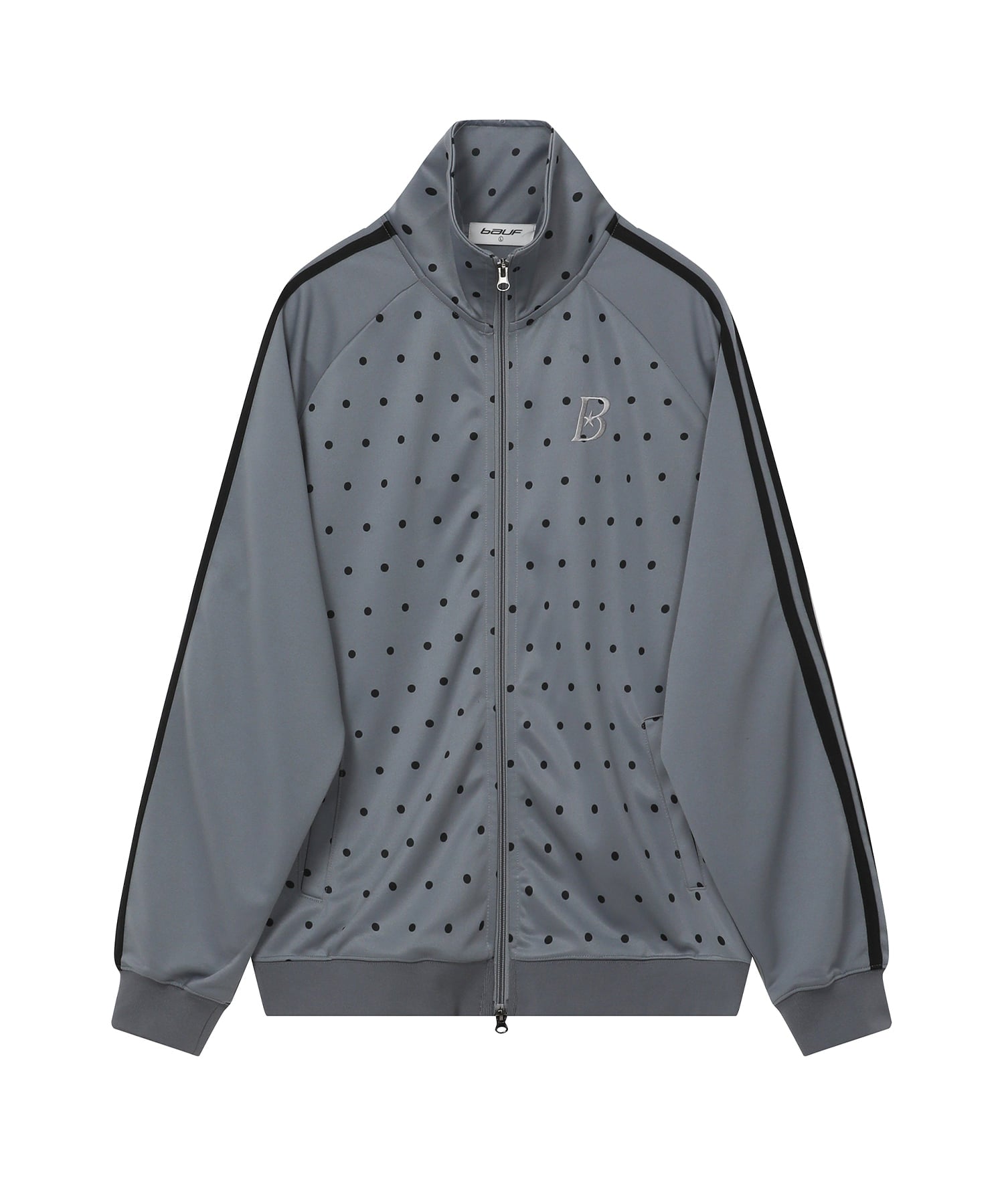 Dot zip-up jersey Gray