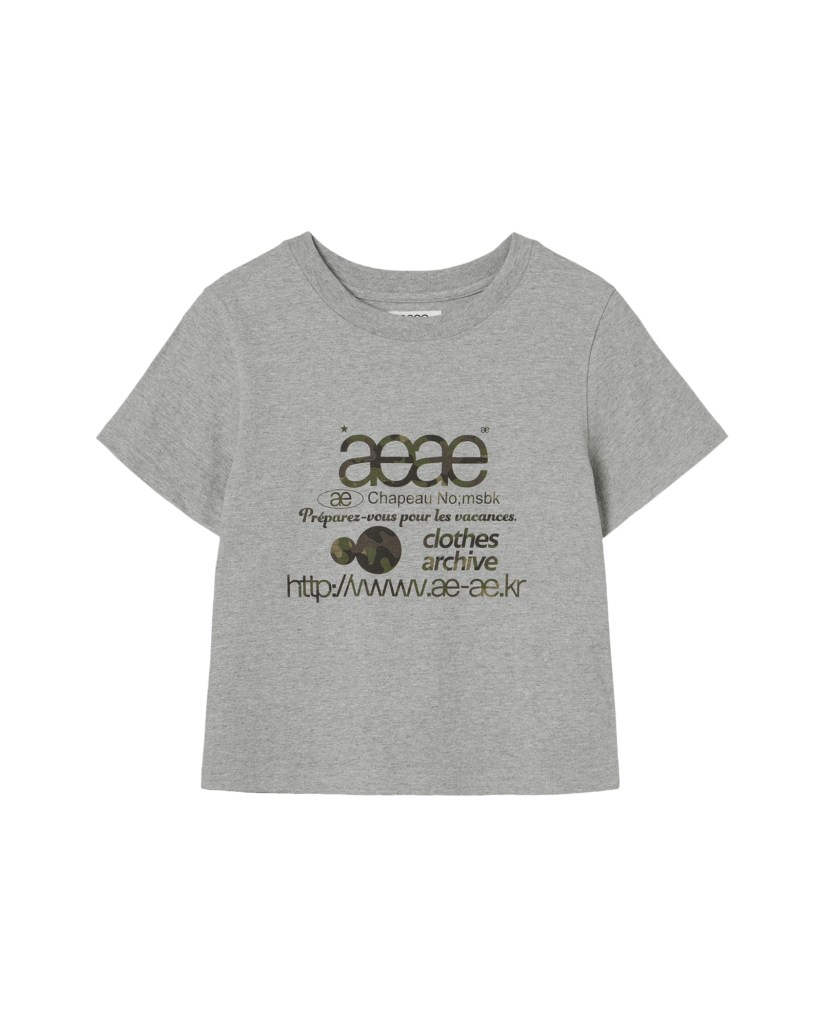 WEB LOGO CROP T-SHIRTS MELANGE GREY/CAMO