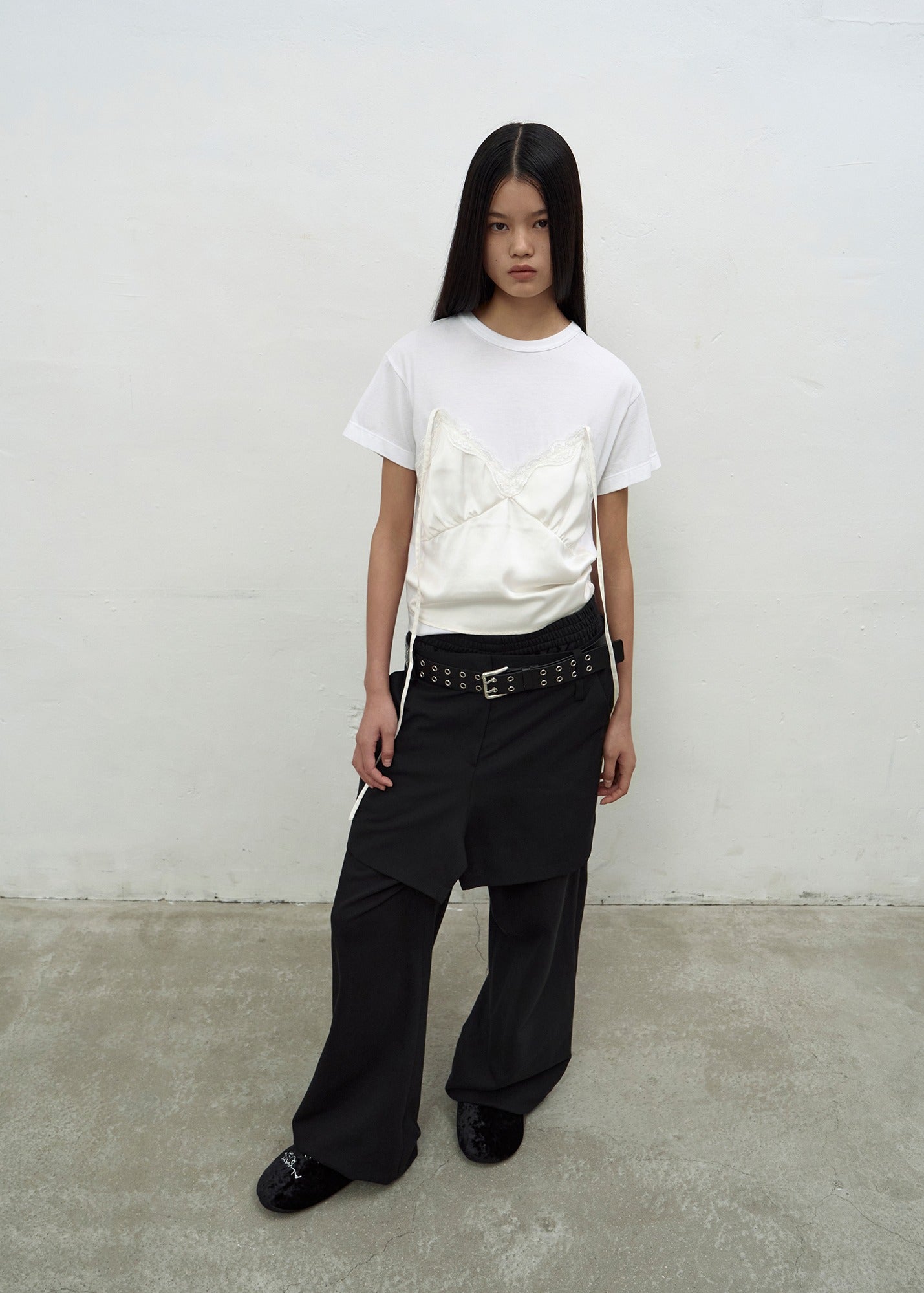 LAYERED SHORTS SWEATPANTS (BLACK)