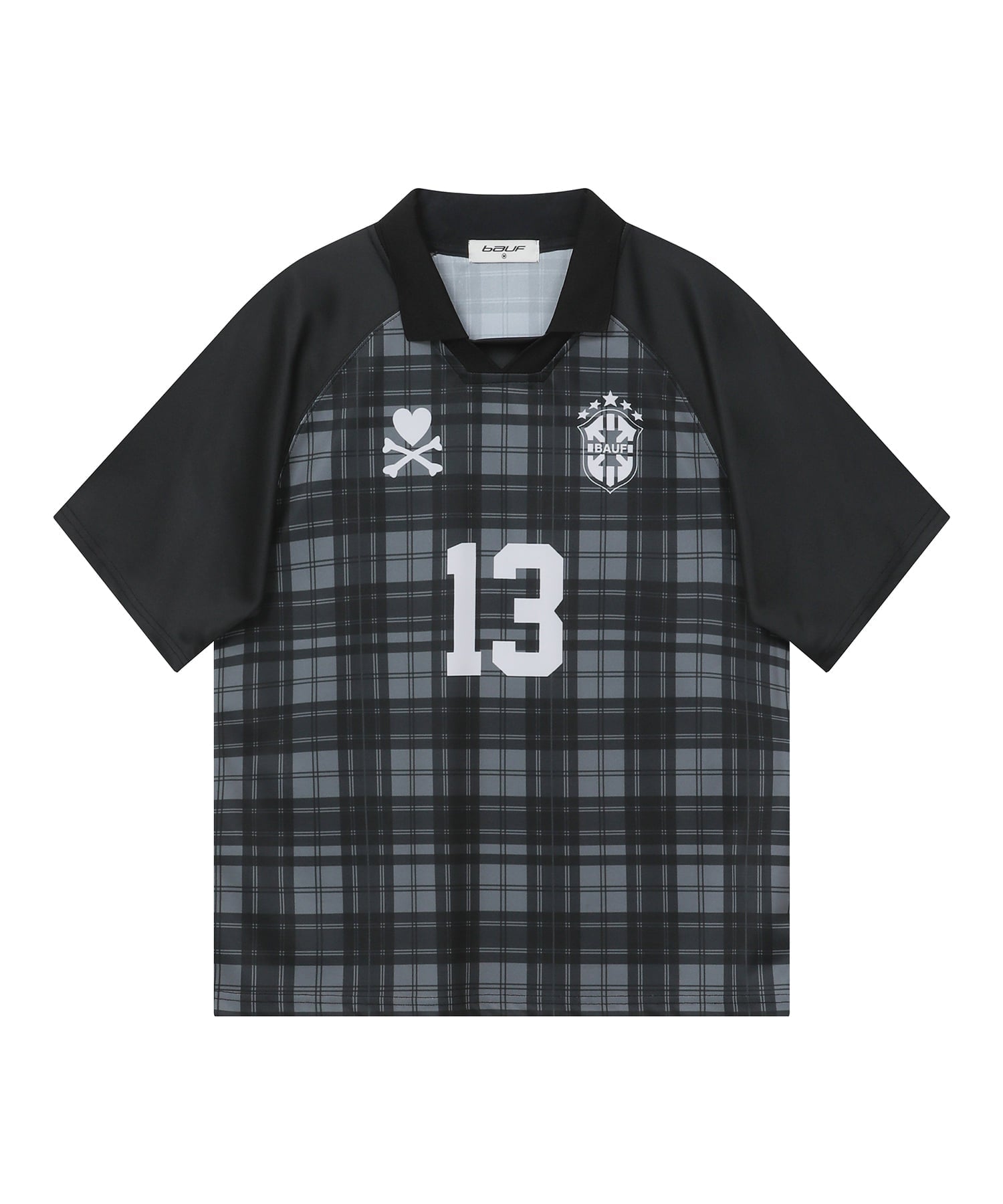 Checkered jersey T-shirt black