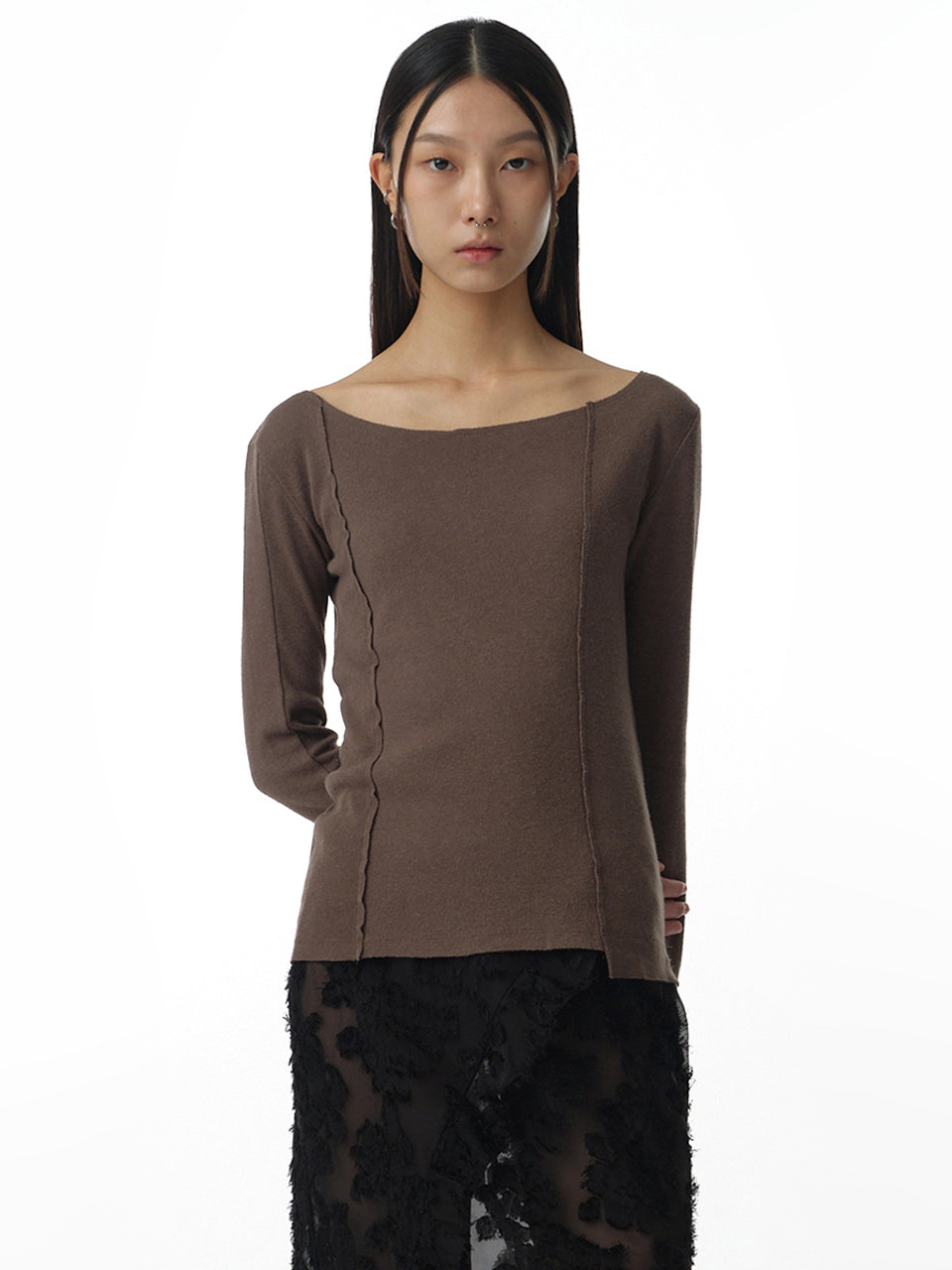 Cut Off Incision T-Shirt Cocoa