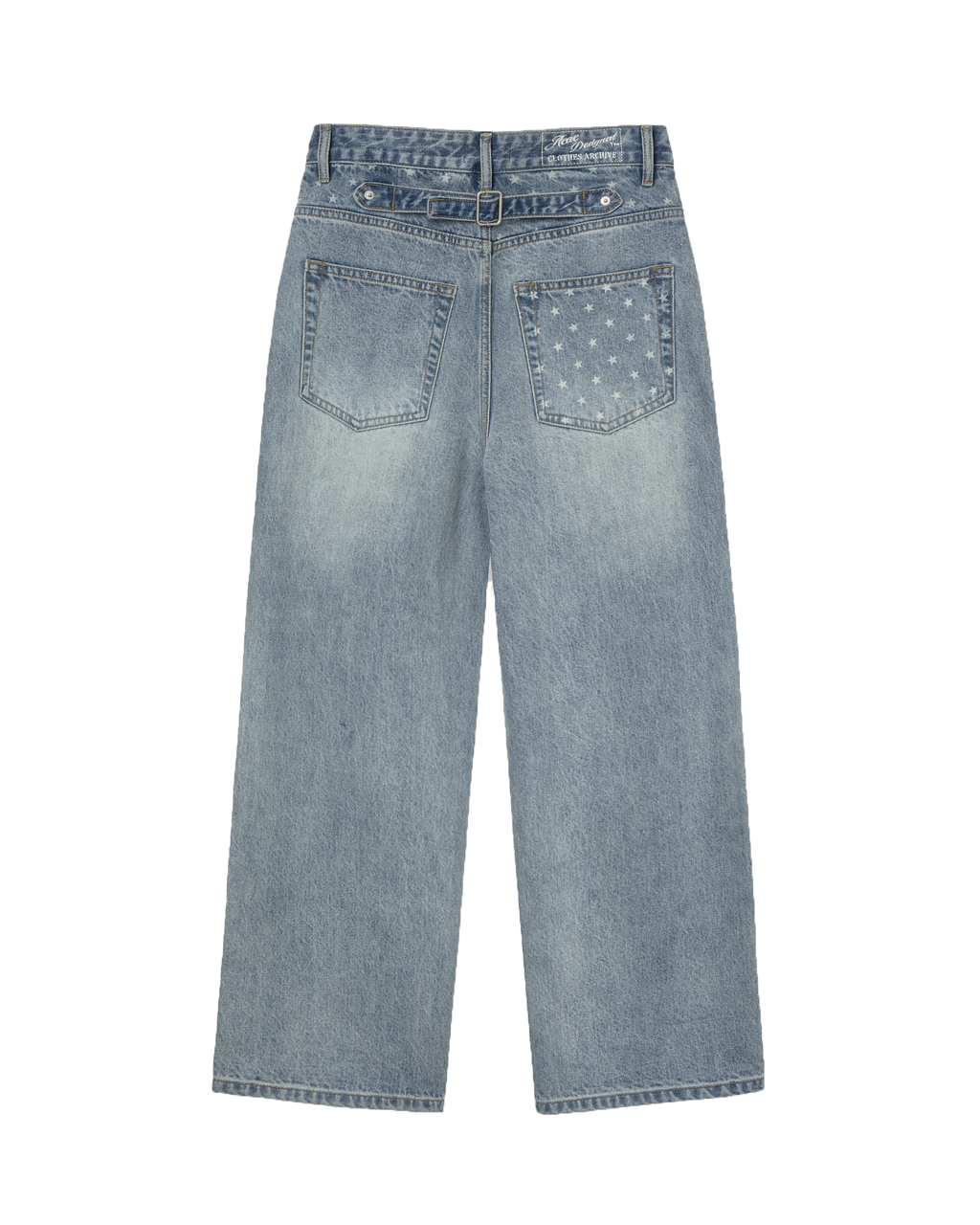 STAR POCKET DENIM PANTS LIGHT BLUE