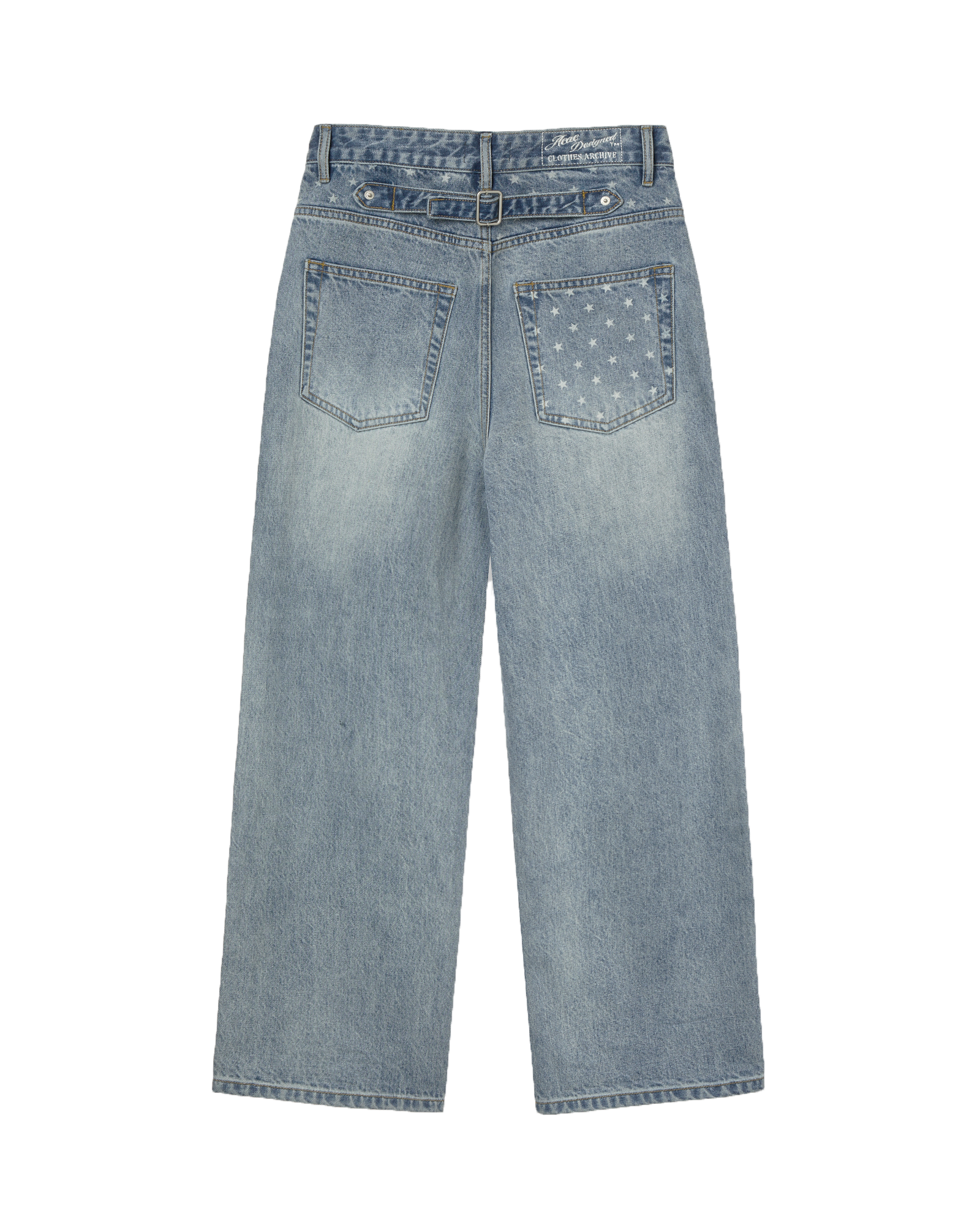 STAR POCKET DENIM PANTS LIGHT BLUE