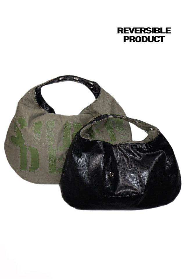 EYELET LEATHER BAG - LARGE (BLACK)