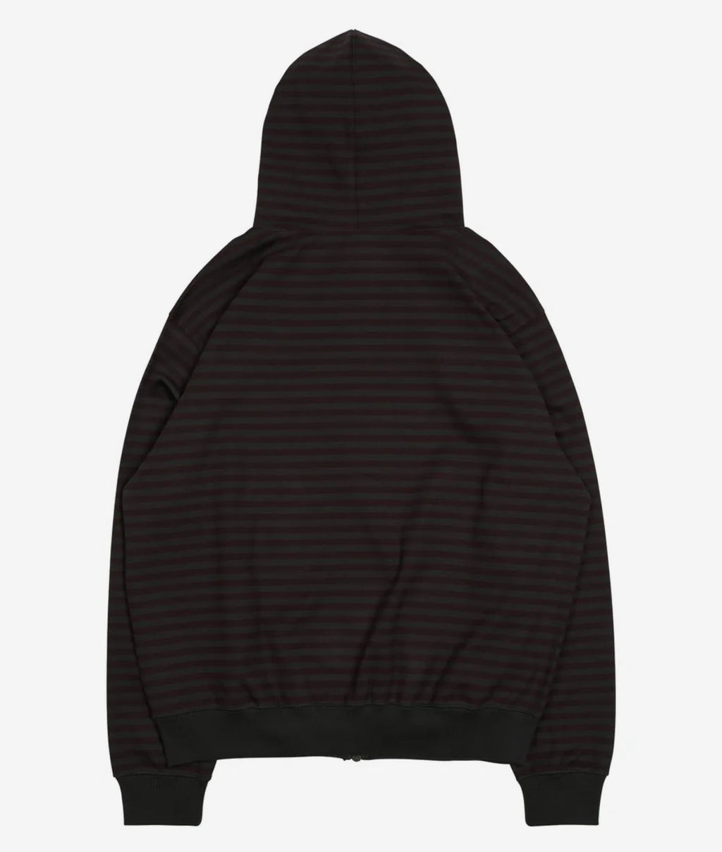 TCM Stripe Hood Zip-up / charcoal burgundy