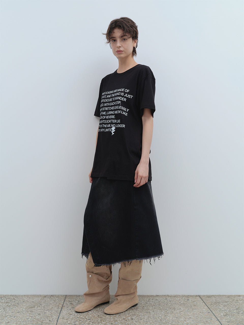 Denim Midi Wrap Skirt Denim Black