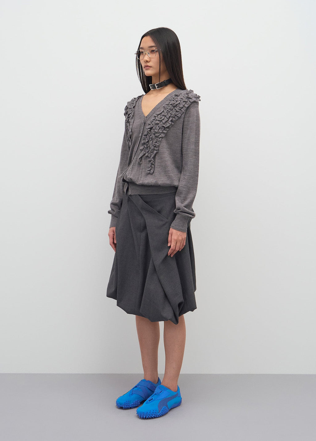 ASYMMETRIC FRILL CARDIGAN / 2 Color