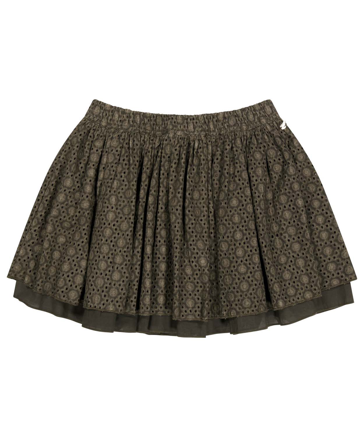 FLOWER PUNCHING SKIRT BROWN