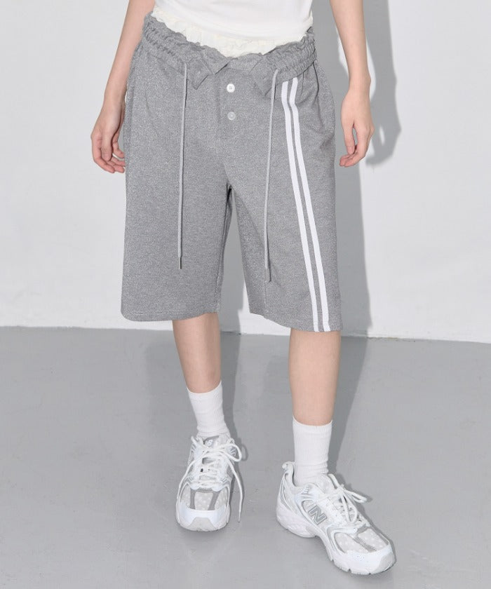 BUTTON-UP BERMUDA SWEATPANTS (GRAY)
