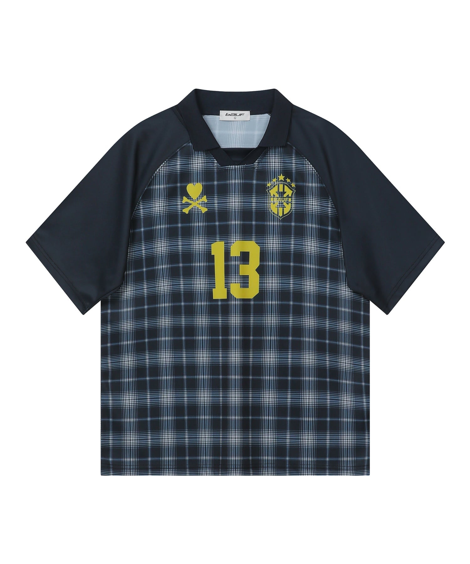 Checkered jersey T-shirt Navy