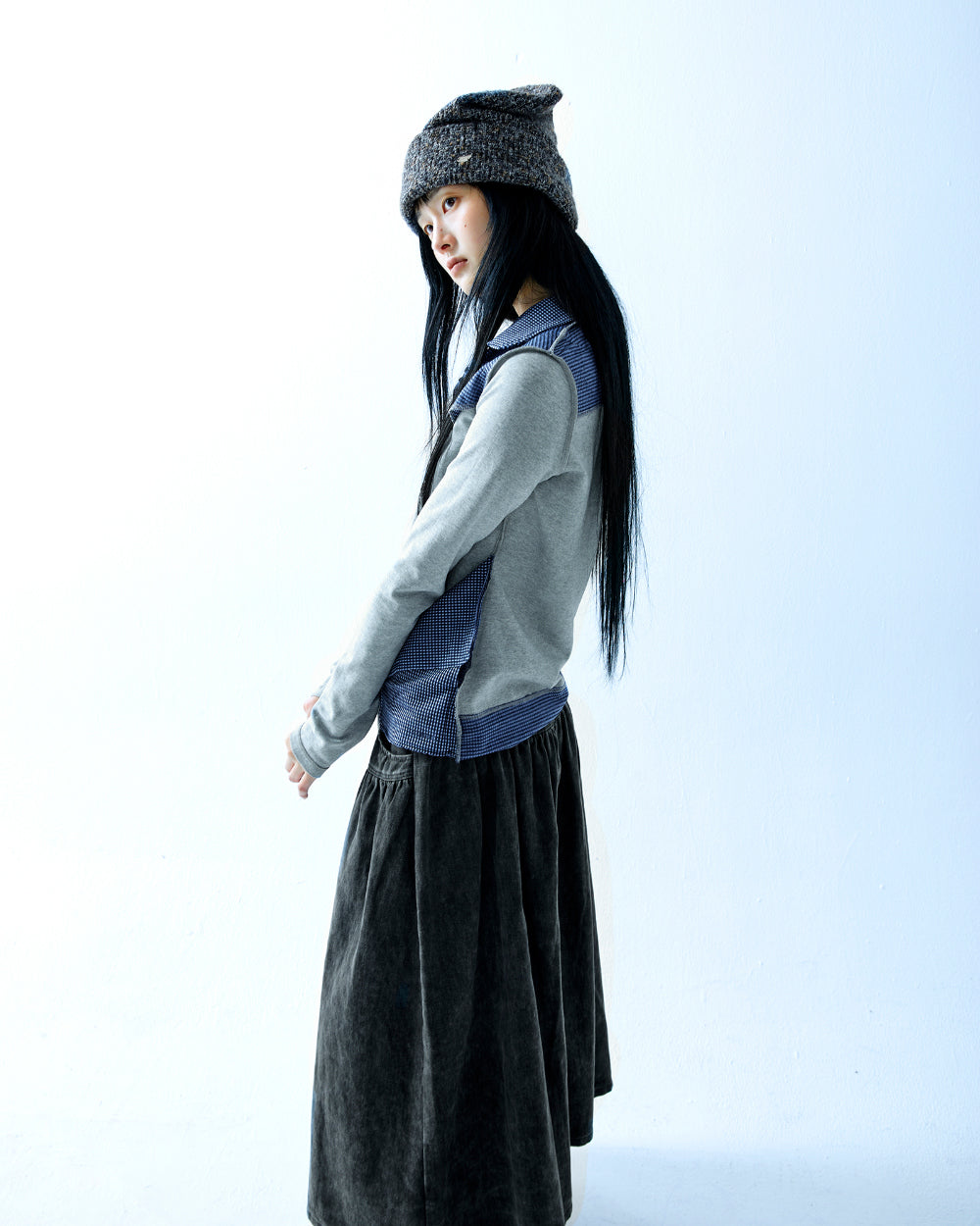 PUFFY COTTON SKIRT CHARCOAL