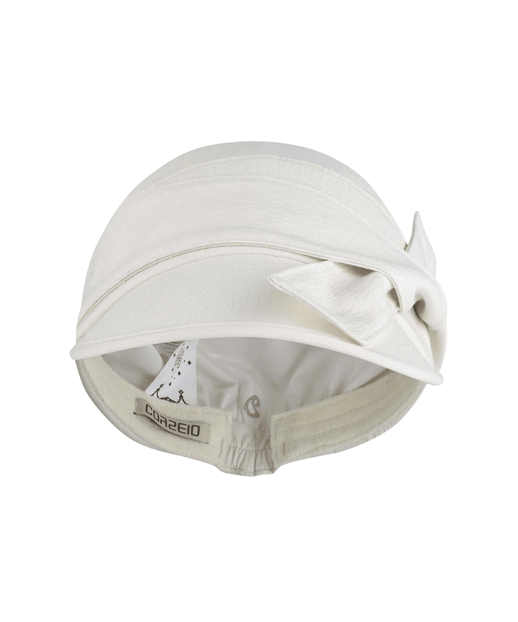 RIBBON TIE CAP IVORY