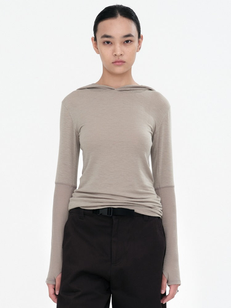 Minimal Ribbed Hoodie Green