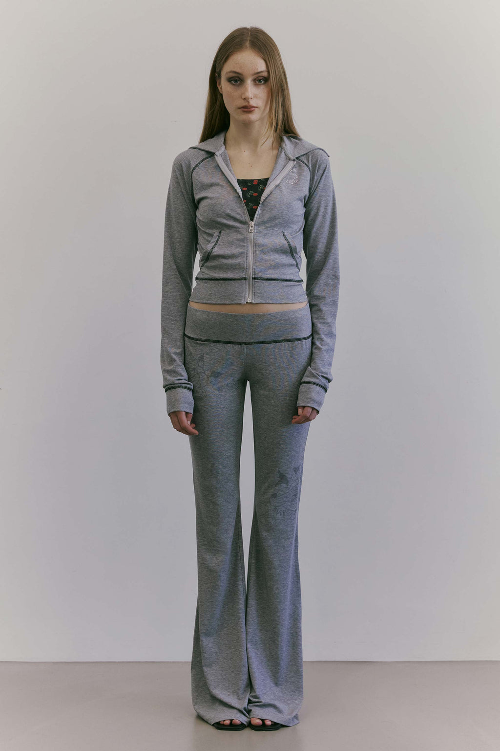 Sculptor X Ed Hardy Flare Track Pants Melange Gray