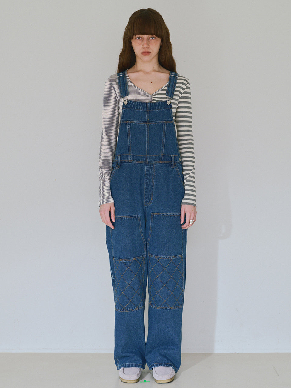 Double knee Cross Overalls Blue