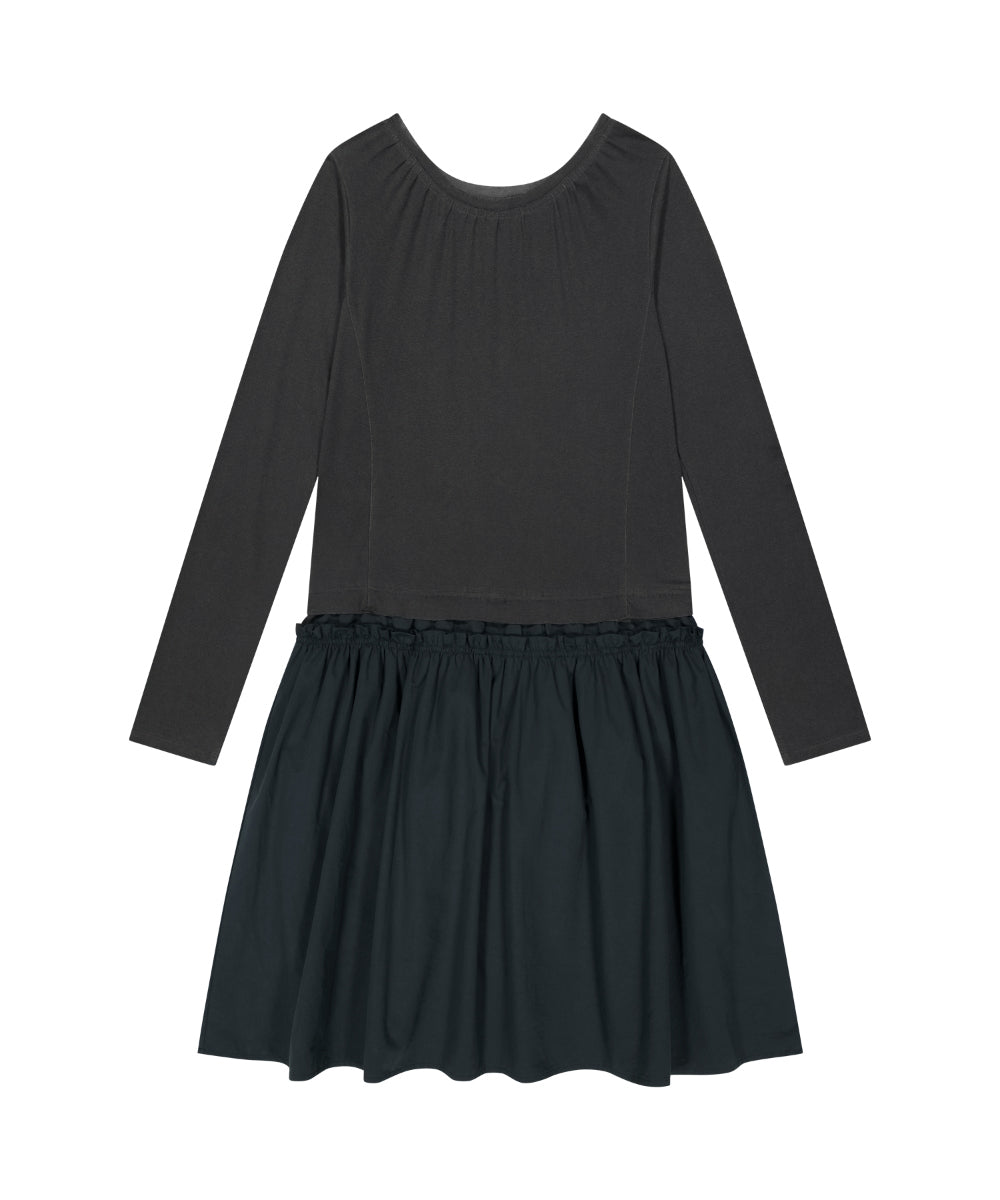 2WAY SHIRRING ONE PIECE BLUE CHARCOAL