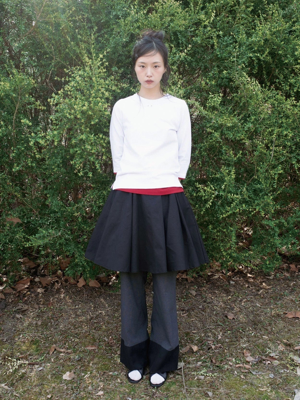 COTTON FLARE SKIRT (BLACK)