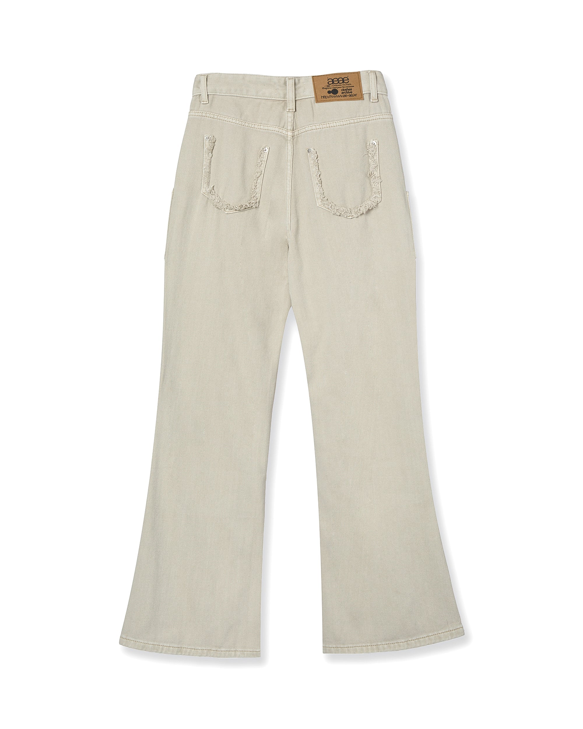 RAW EDGE FLARE JEANS BEIGE