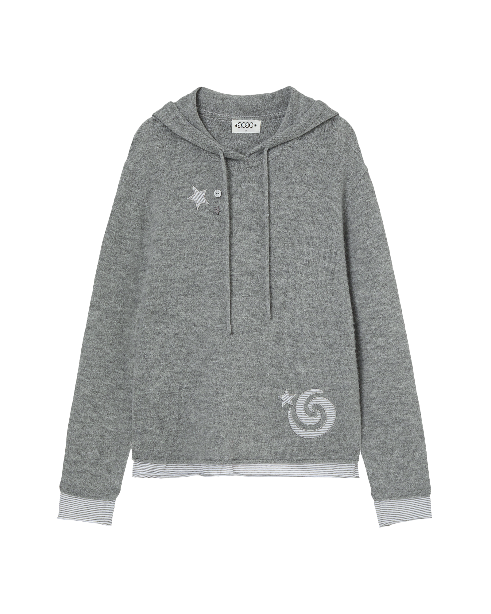 LAYERED KNIT HOODIE GREY