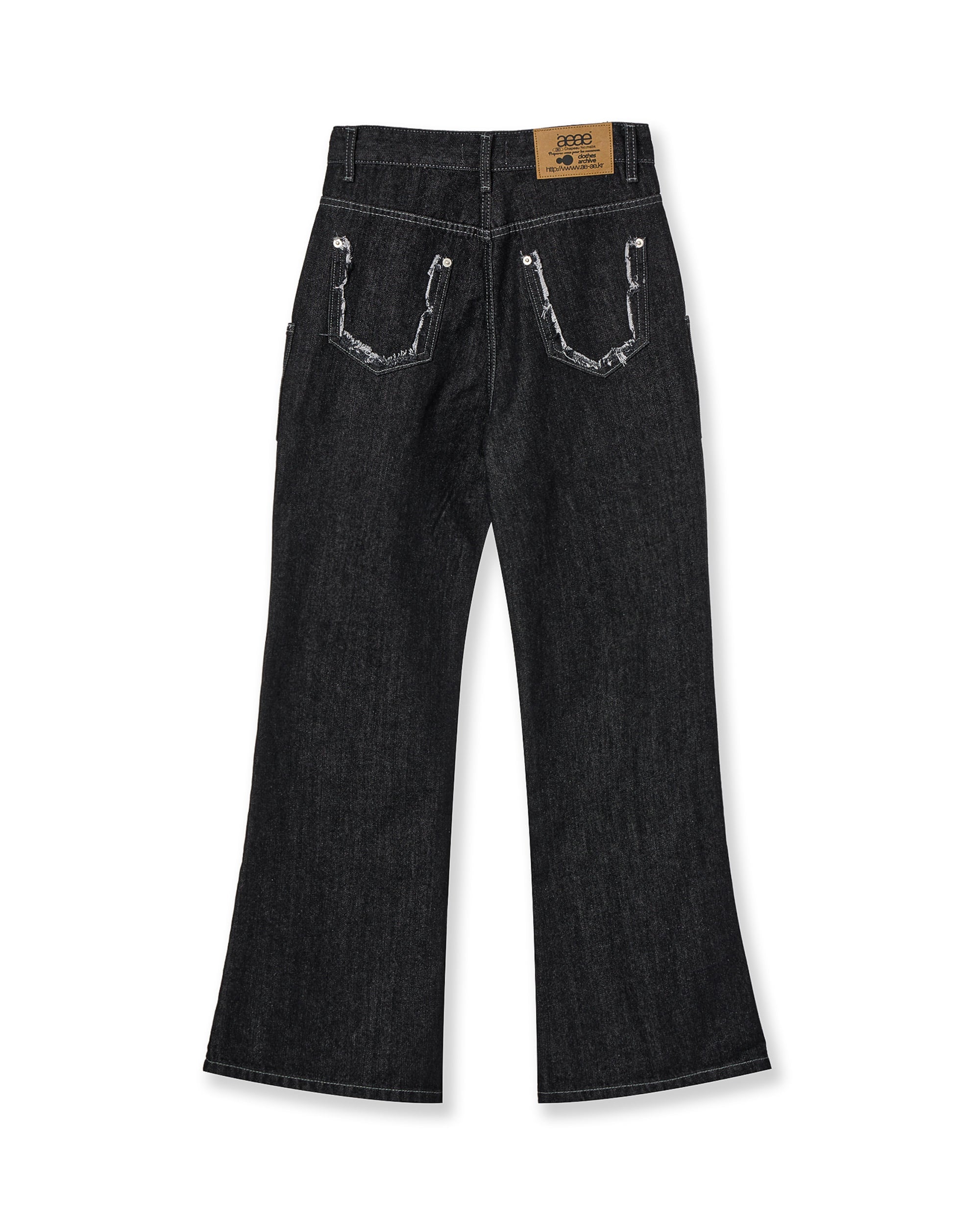 RAW EDGE FLARE JEANS BLACK