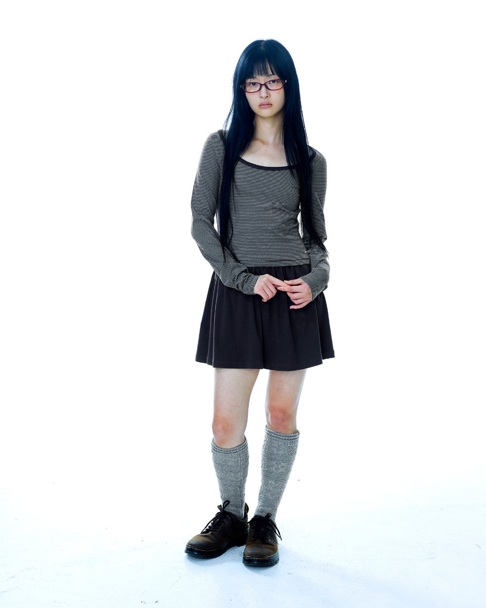 COY STRIPE DRESS BROWN