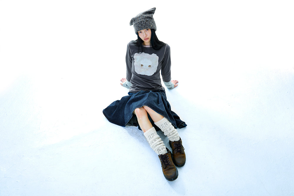 DEEP DENIM PLEATS SKIRT NAVY