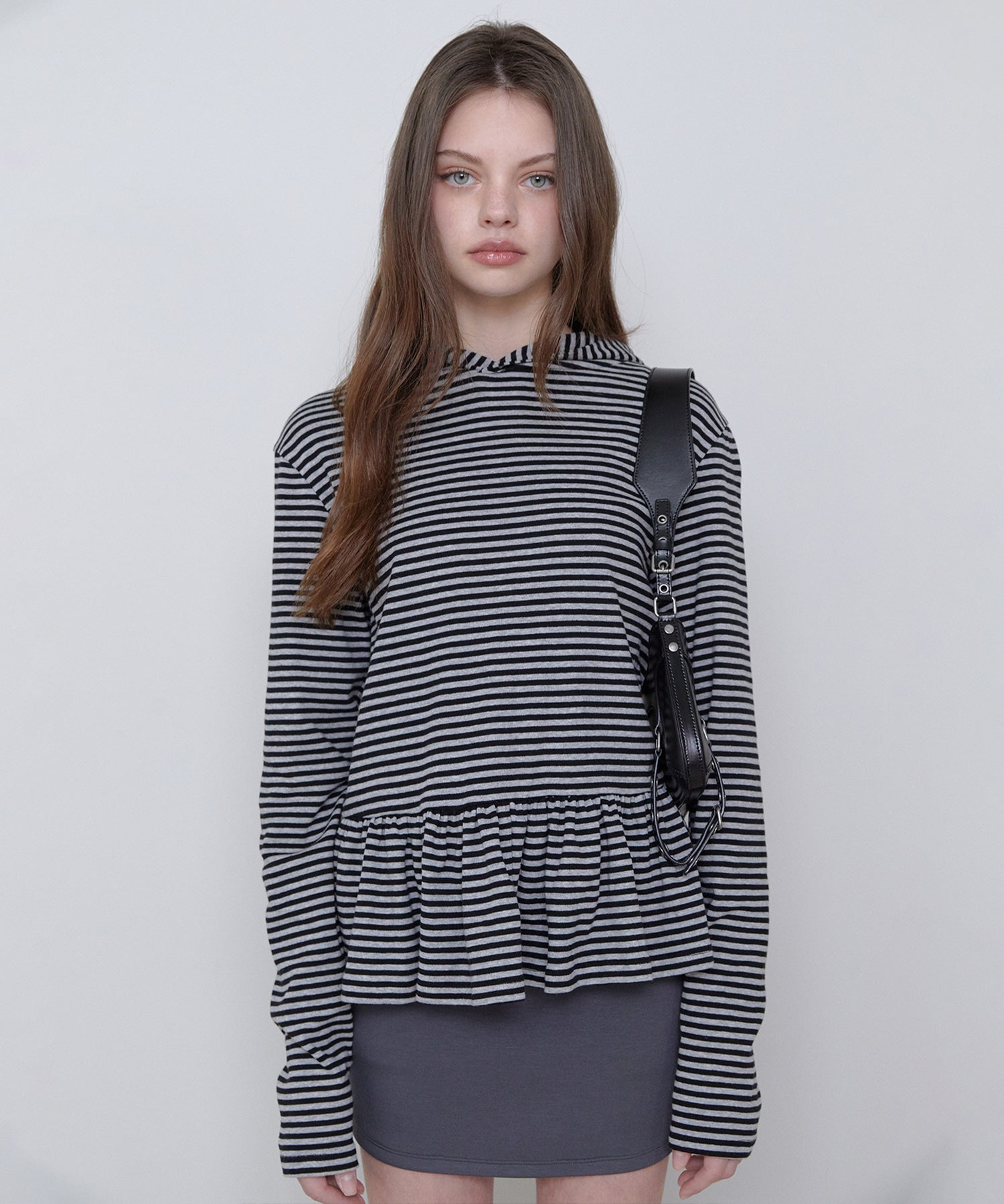 RUFFLE HOODIE STRIPE