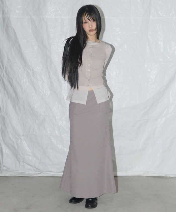 CUT OUT MERMAID LONG SKIRT (BROWN)