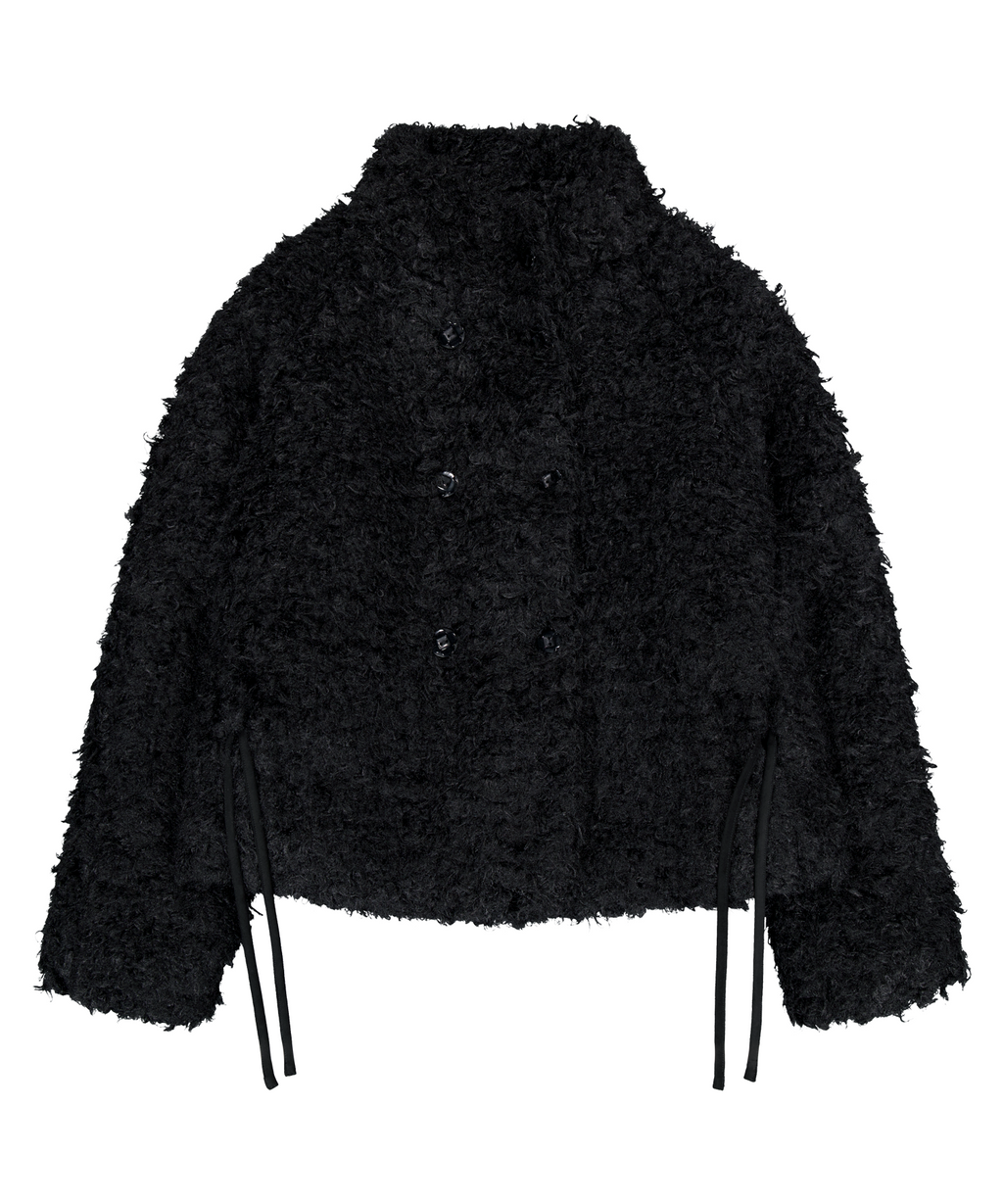 HAIRY FUR JACKET BLACK