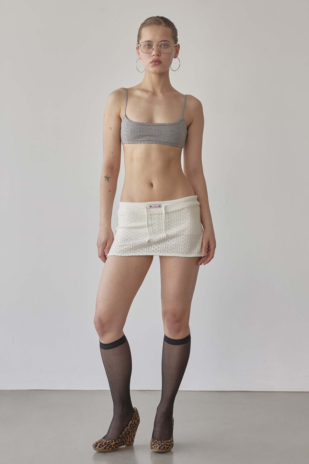 Eyelet Knit Skort Ivory