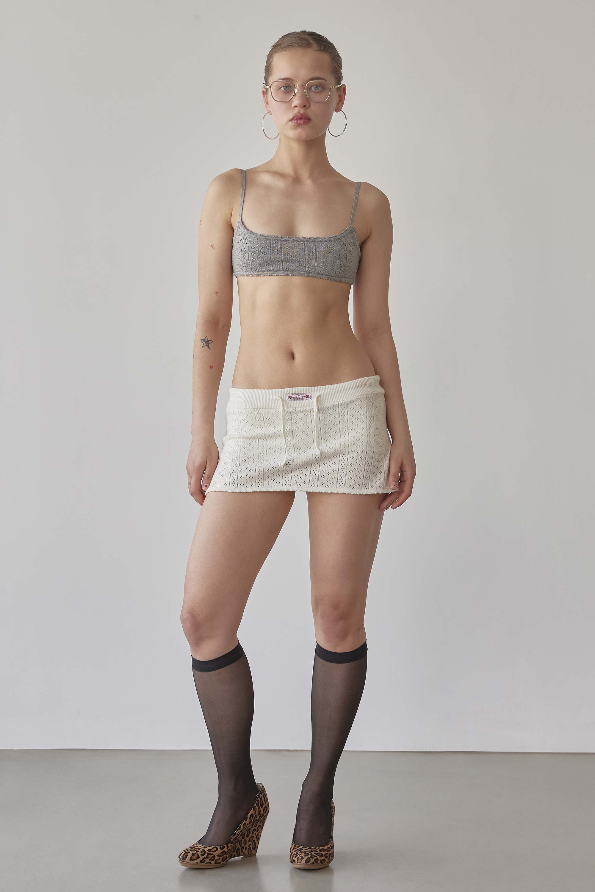 Eyelet Knit Skort Ivory