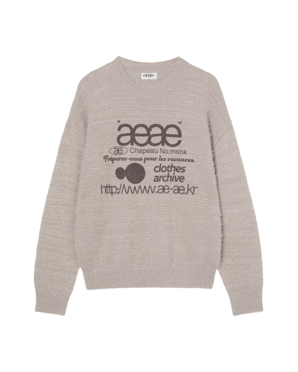 WEB LOGO KNIT PULLOVER TAUPE