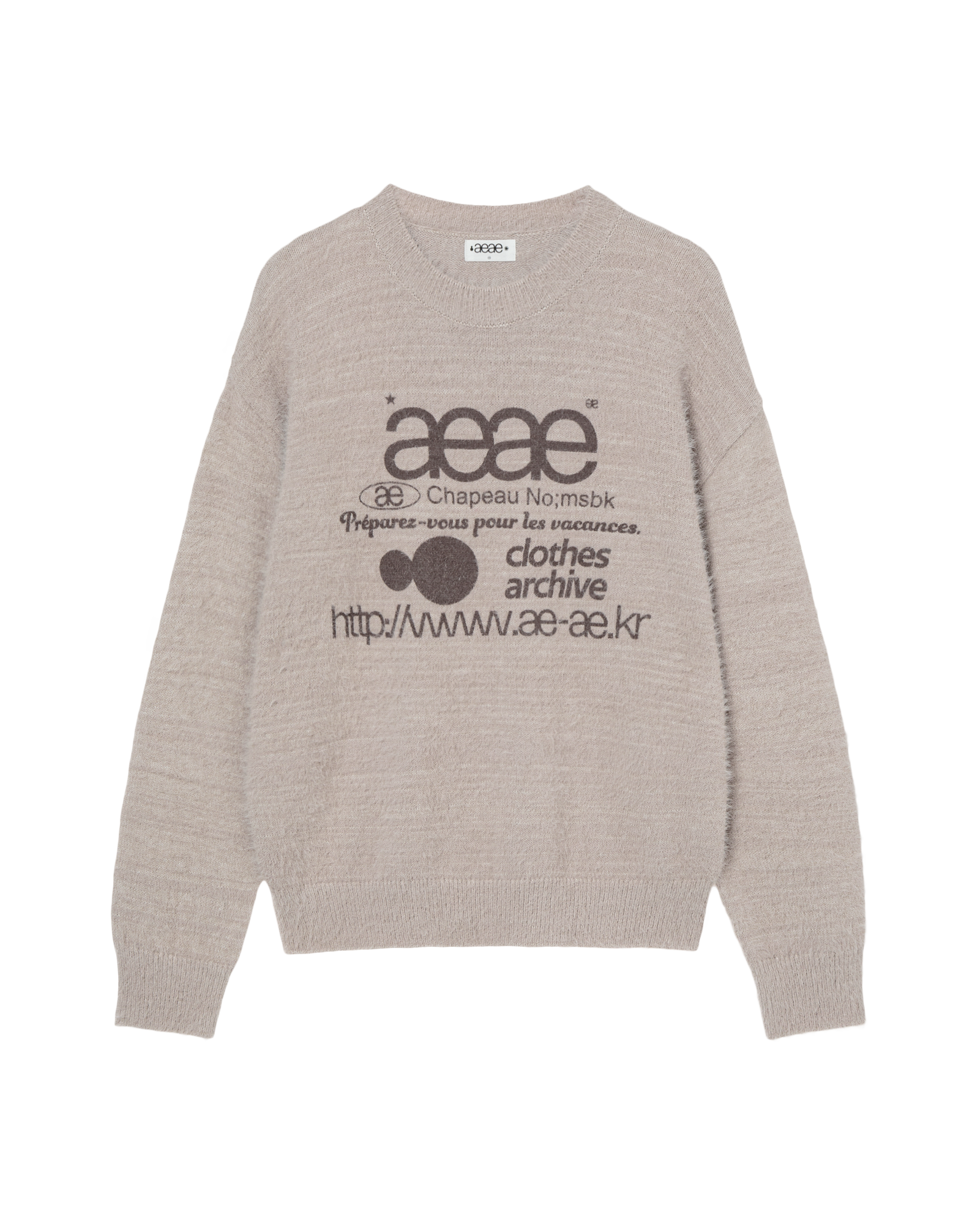 WEB LOGO KNIT PULLOVER TAUPE