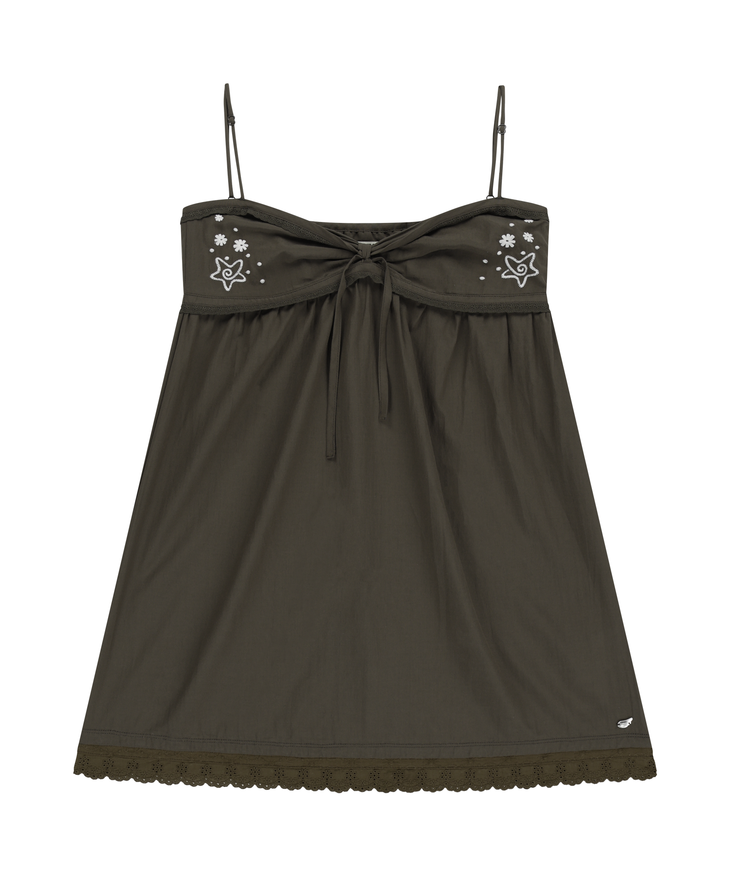 SOLAR STITCH MINI DRESS BROWN