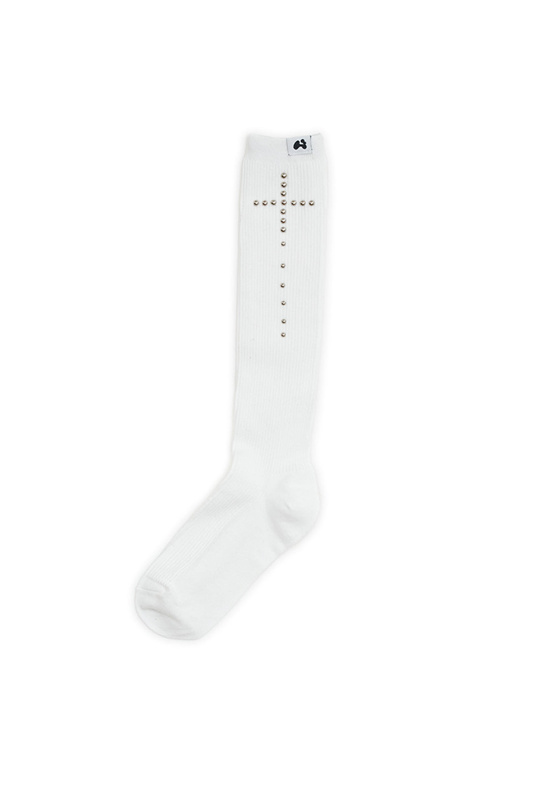 Studded cross socks (White)