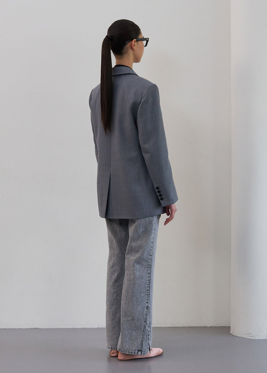 PINSTRIPED OVERSIZED BLAZER / 2 Color