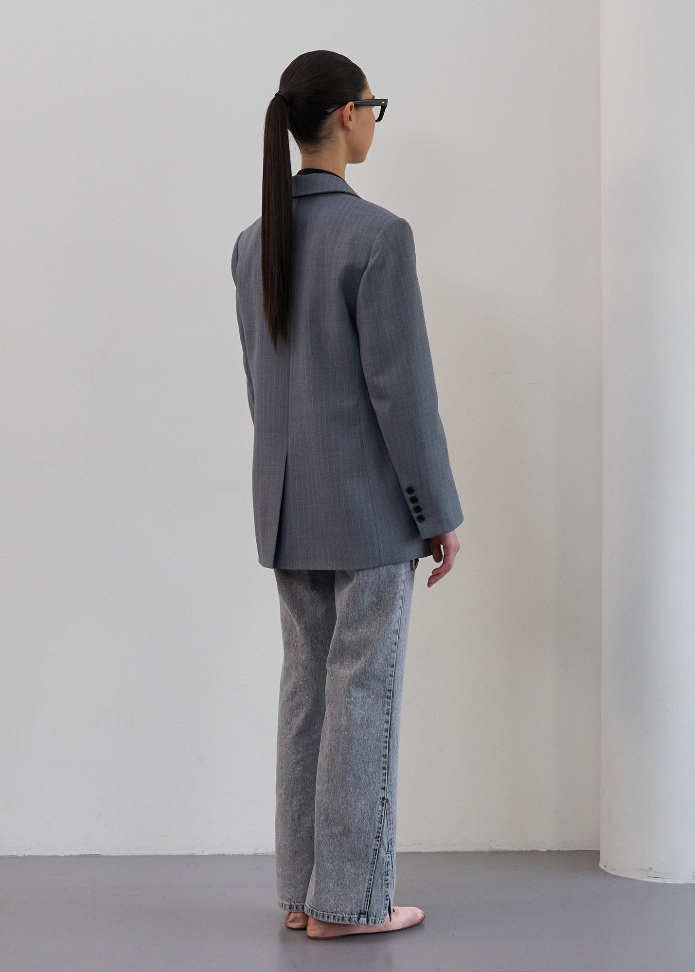 PINSTRIPED OVERSIZED BLAZER / 2 Color