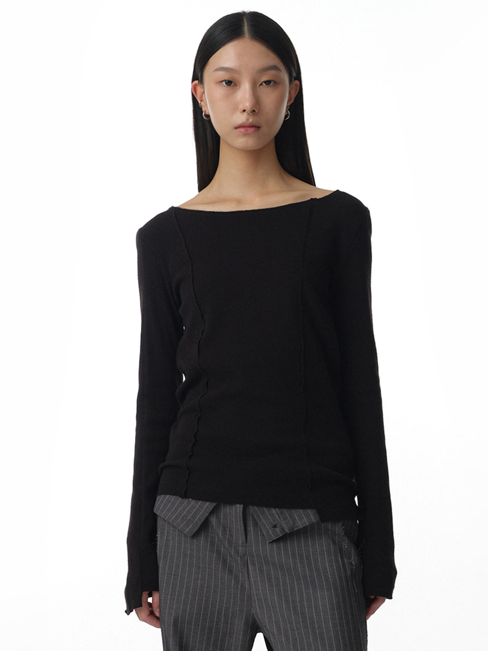 Cut Off Incision T-Shirt Black