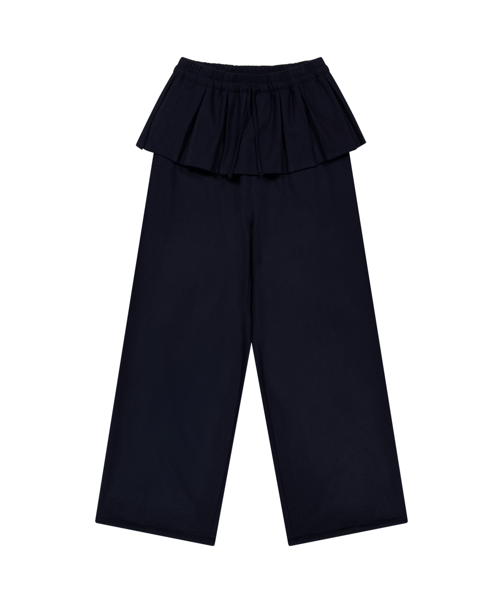 PLEATS OVER WOOL PANTS DARK NAVY