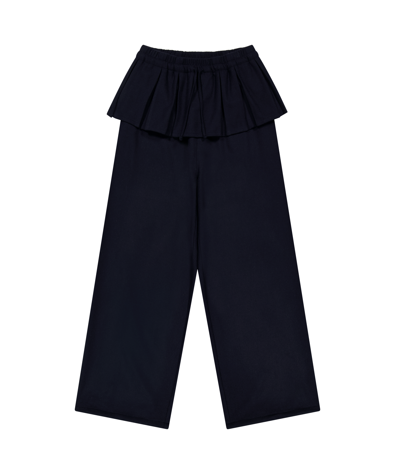 PLEATS OVER WOOL PANTS DARK NAVY